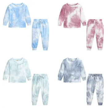 2020 autumn design tie-dyed pajama outfit trendy sweat suits fashion children pajamas sets for kids boys girls