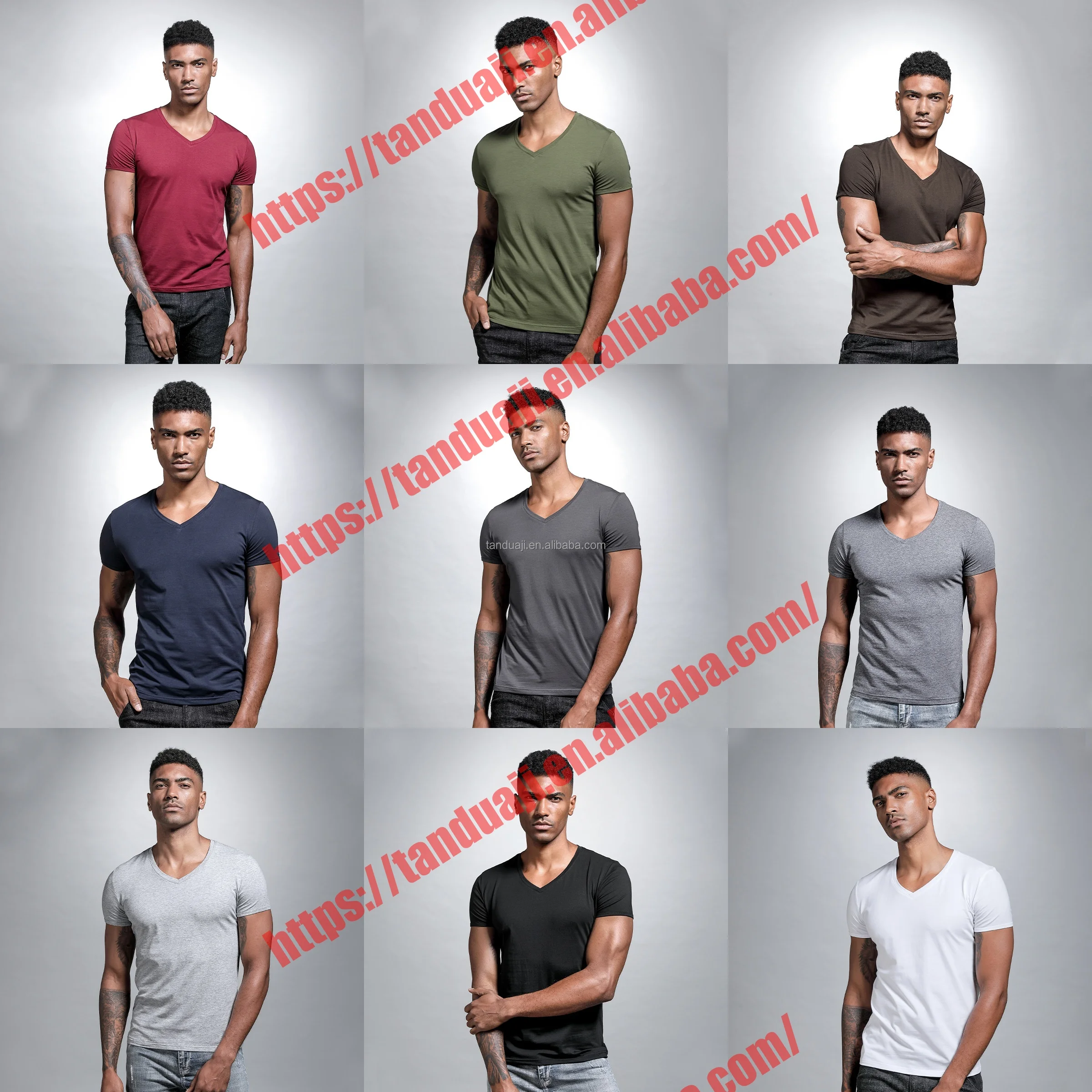 Driov High Quality Cotton Men Plain Basic v Neck TShirts Custom ...