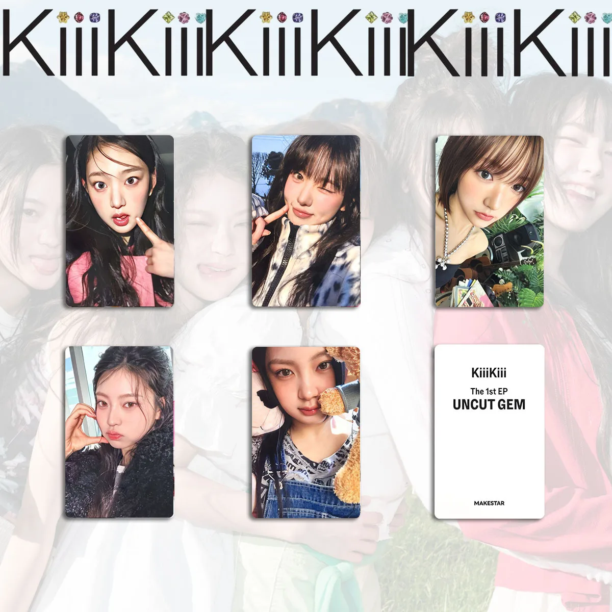 5Pcs/Set KPOP KiiiKiii UNCUT GEM 1st EP Lomo Cards Leesol Sui Haum
