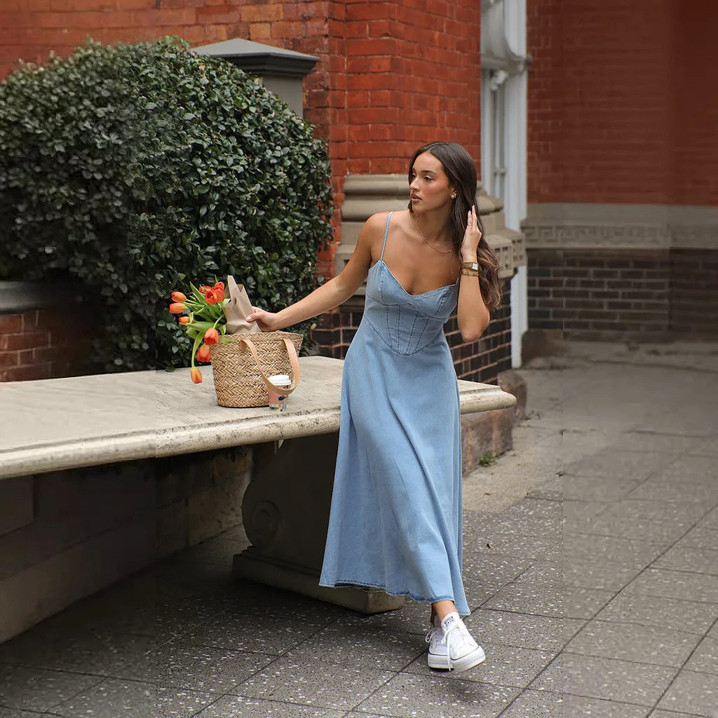 halter dress casual long Women's Halter Summer Dress Sleeveless Smocked Flowy Tiered Party Dress Casual Solid Beach Maxi Dress