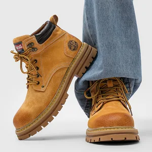 Autumn Winter New Versatile Casual Lace-up Low Tube for Boots Men Women Couples Thick-soled Rubber Outsole Height-increasing