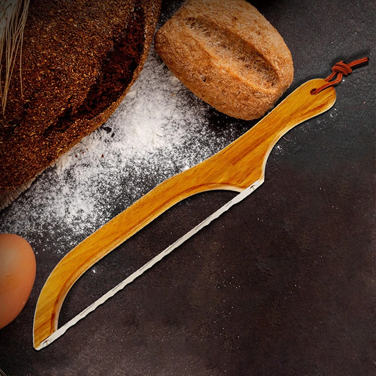 Bakers Professional Wooden Bread Bow Knife Stainless Steel Serrated