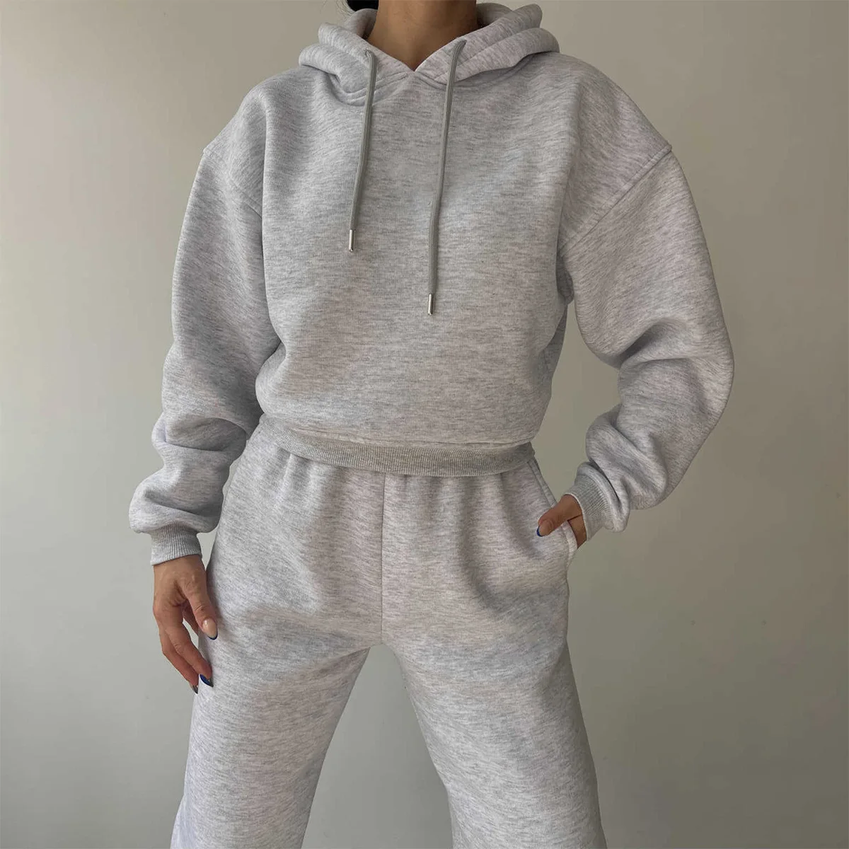 Spring Autumn Hot-Selling European American Long Hooded Sweatshirt Sports Pants Two-Piec detail