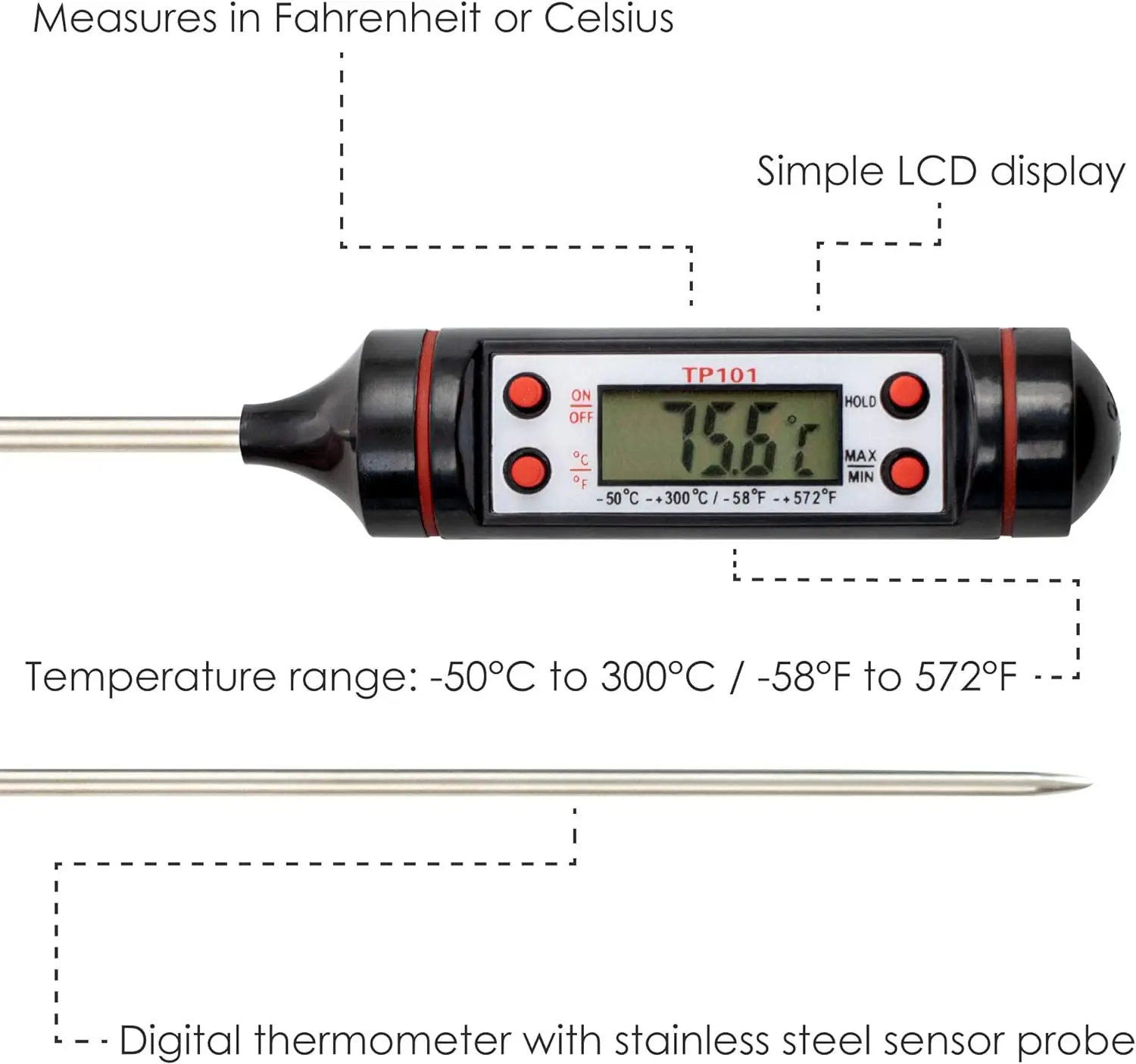 Portable Electronic Probe Kitchen Digital BBQ Thermometer Pen Style Meat Food Cooking Oven Thermometer