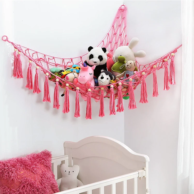 Sasa Baby and Toddler Macrame Toy Hammock for Stuffed Animals - Toy Hammock  Net for Stuffed Animals Corner, Blue Nursery Decor, Plush Hammock, Hanging