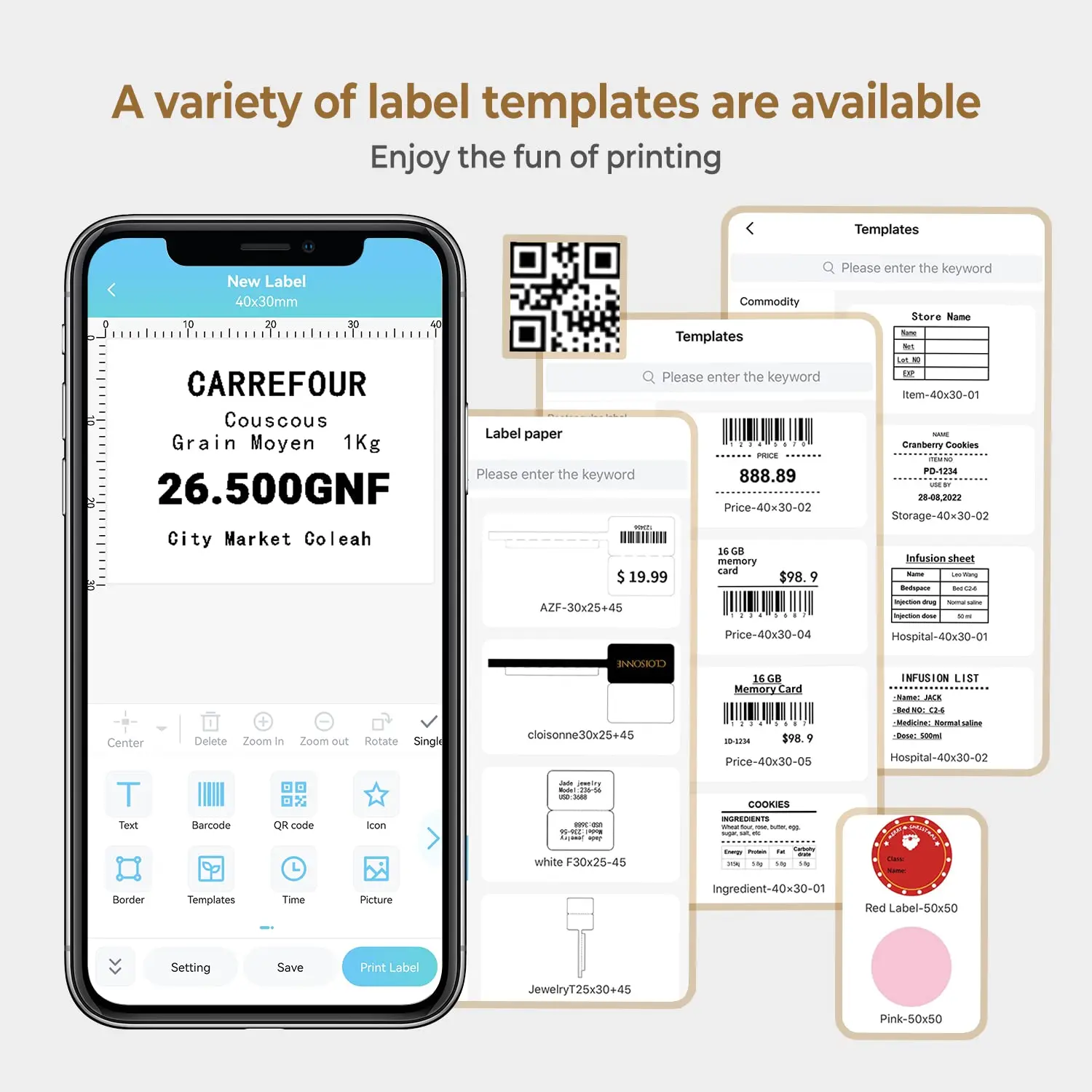 Phomemo M110 Label Printer Marcode for Shipping Labeling QR Code Clothing Mailing Sticker Printer for Phone PC Label Makers
