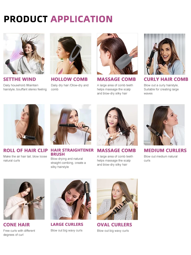Detachable 12 In 1 Multifunctional Volumizer Hot Air Styler Brush Dryer