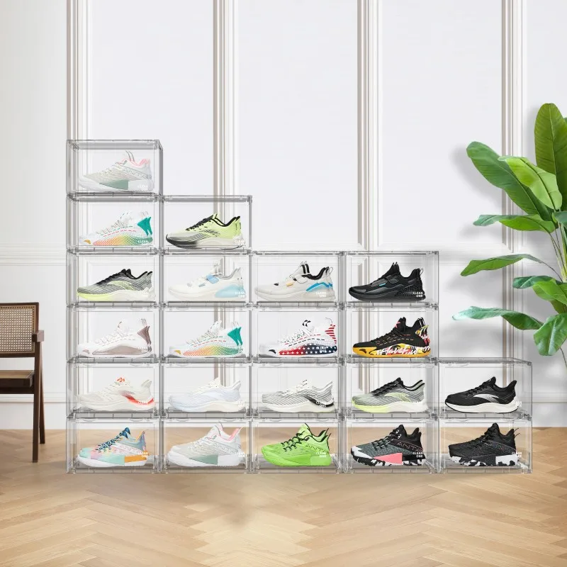 Wholesale Transparent Plastic Sneaker Stackable Shoe Storage Boxes Drop ...