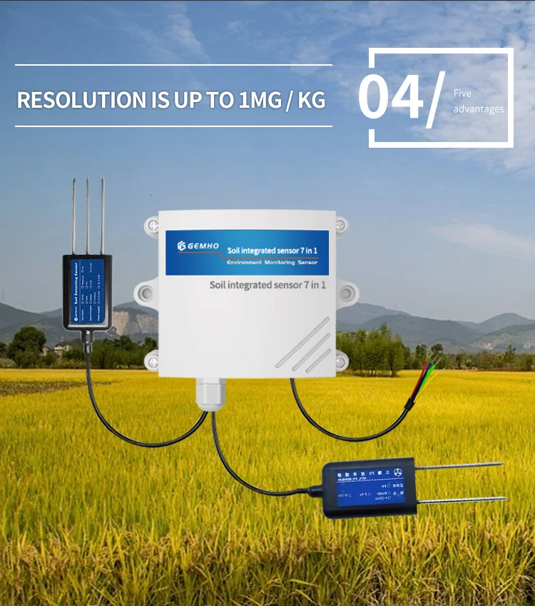Rs485 Modbus Output Smart Agriculture 7 In 1 Ec Conductivity Ph Npk