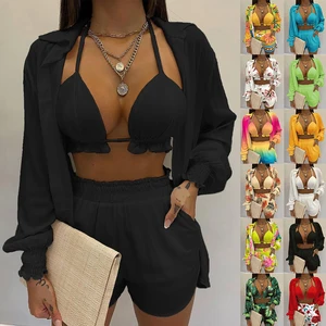 Custom Women Floral Traje De Bano Bathing Suits Swimming Bikini Ve Bikinis Beachwear Swimsuit Set