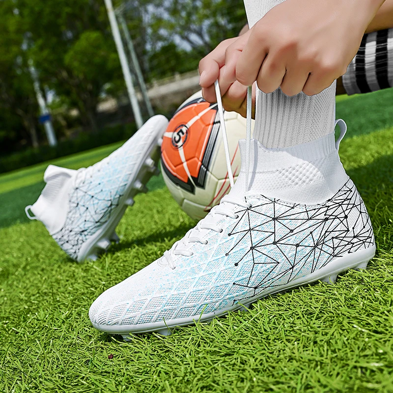 Knit Soccer Shoes Men Sneakers Training Ankle Outdoor Cleats Futsal Shoe  Spike Women Crampon Football Turf Boots