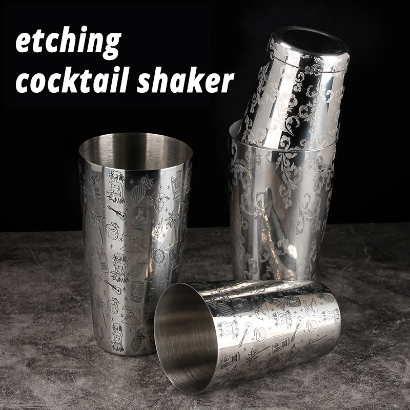 Engraved Cocktail Boston Shakers Set Customized Stainless Steel Bar Tools Bartender Cocktail Maker Drink Mixer Cocktail Shaker