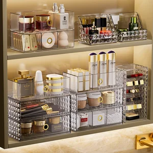 Bathroom Toilet Washbasin Mirror Cabinet Plastic Storage Box for Lipstick Dressing Table Cosmetics Rack