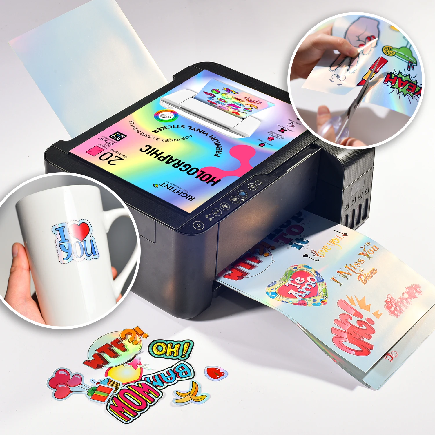 Alibaba.com: 50pcs Self Adhesive Laminate Paper Holographic Sticker ...