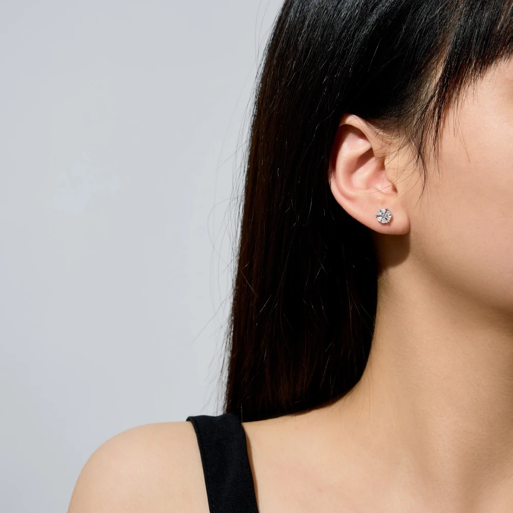 KAKODIY Unique Design 925 Sterling Silver Plated Rhodium Shiny 5A Cubic Zirconia Flower Shaped Stud Earrings Women's Jewelry detail 3