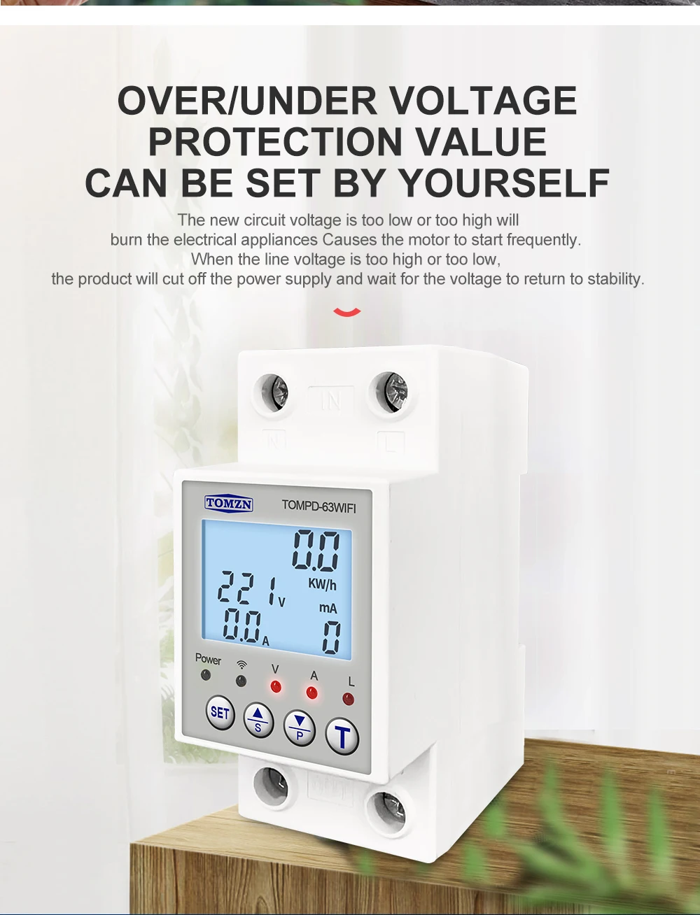 Tompd63 Wfi Switch 63a Smartlife Tuya Circuit Breaker Energy Meter