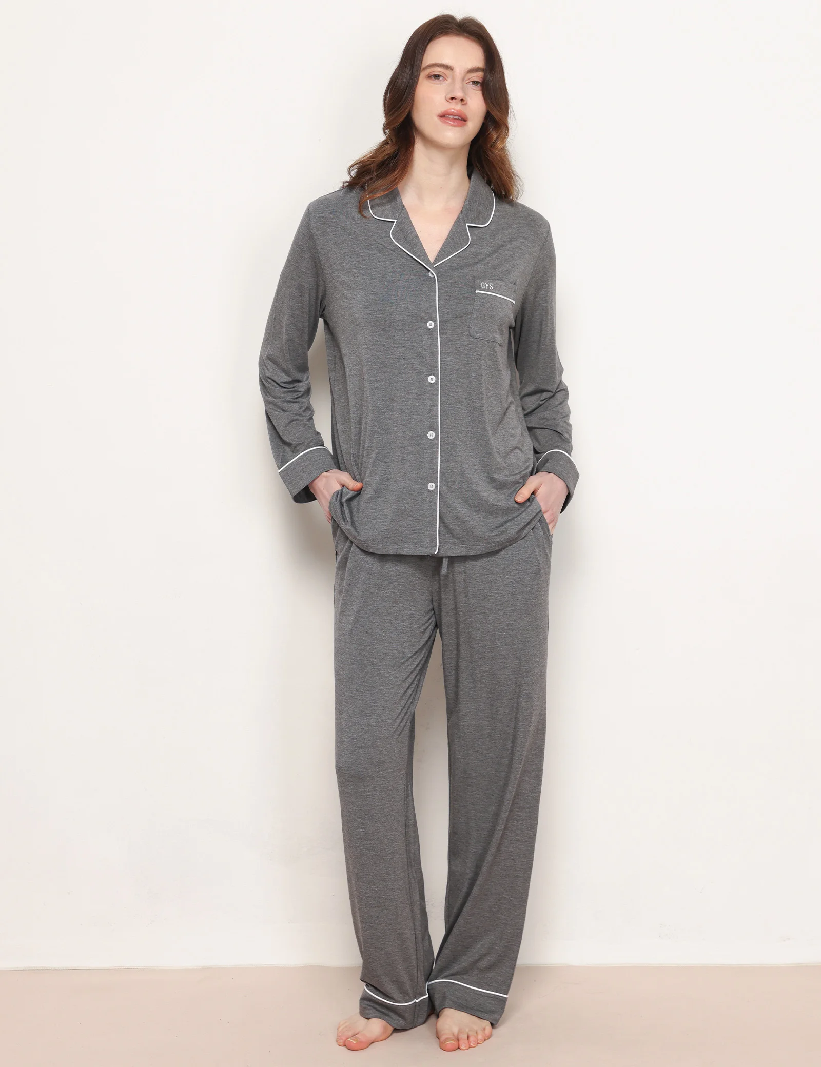 Eco-Friendly PJ Sets for Women Bamboo Viscose Spandex Blend Women Sleepwear Breathable Ultra-Soft Women Pajamas