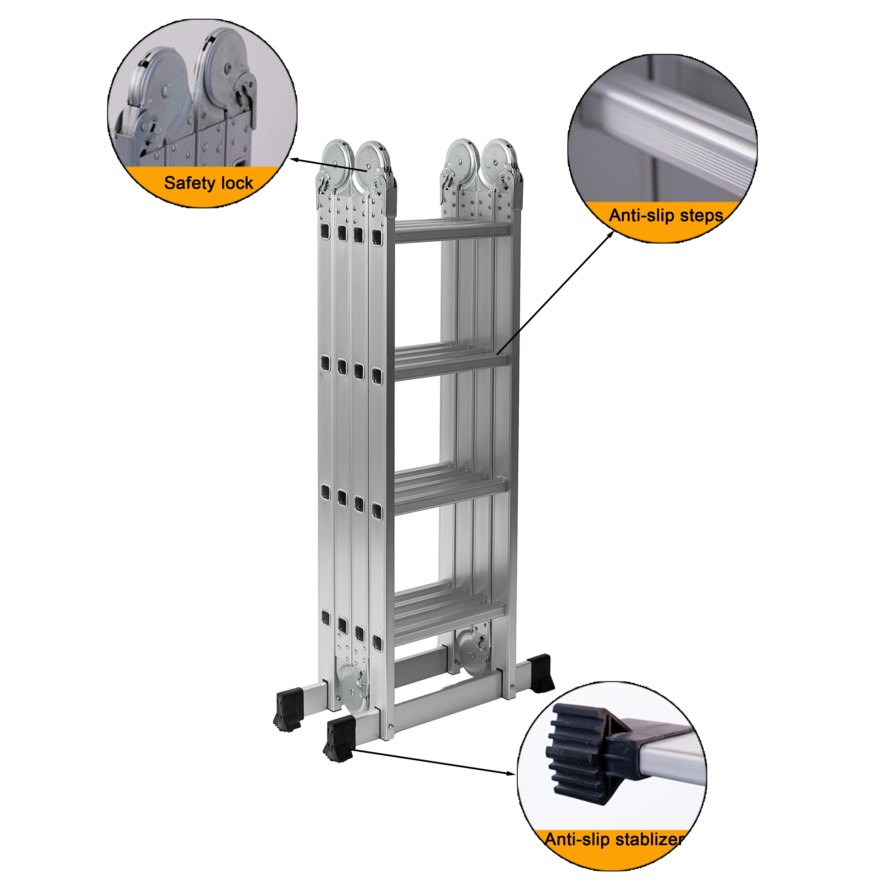 Aluminum Combination Foldable Hanging Step Extension Ladder
