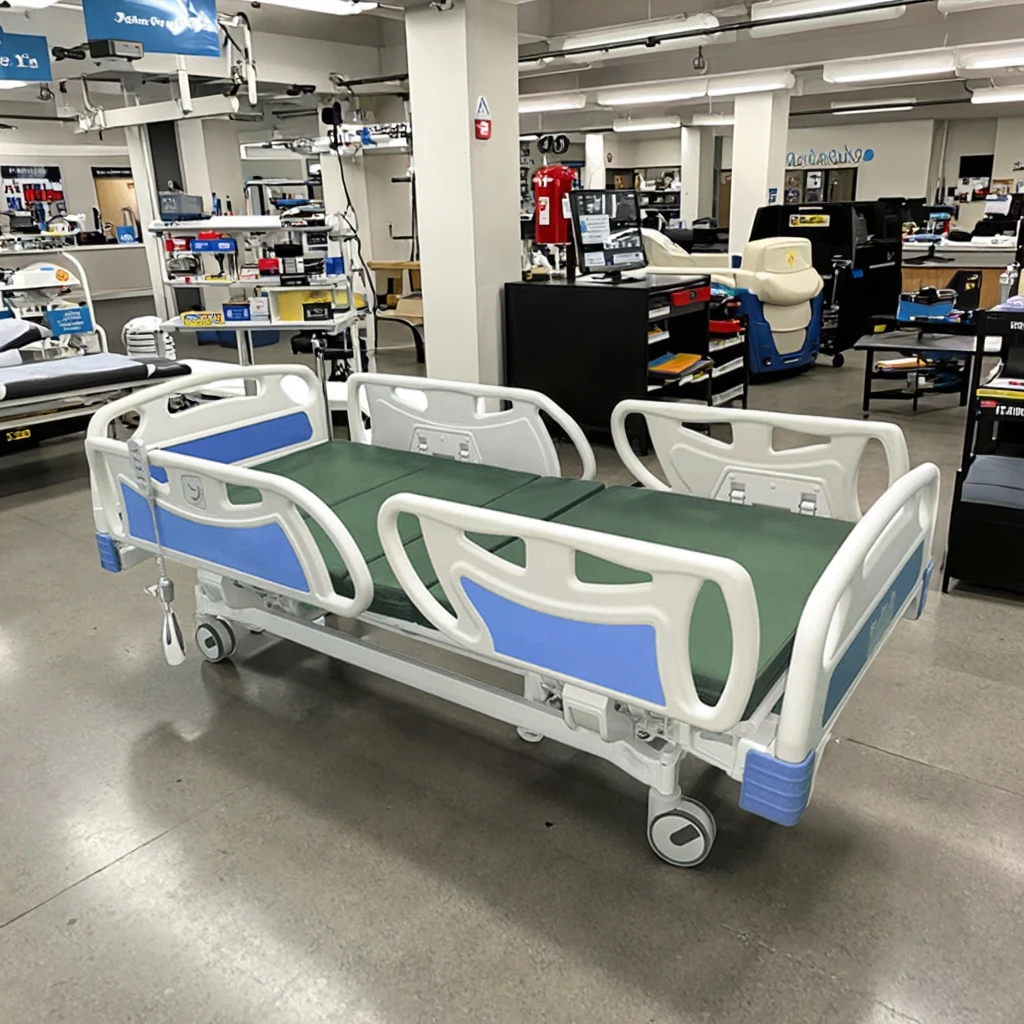 Adjustable Height Electric Medical Bed Metal Rails Foldable Modern Hospital Furniture for Patient Care Back Rest School Hotel 5