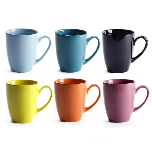 High Quality 12oz Ceramic Glazed Tea Milk Coffee Cup Mug in Multi-Color for Any Occasion