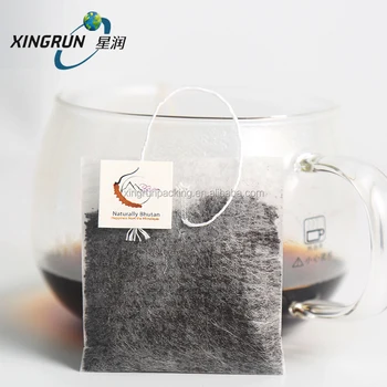 Empty drip tea coffee filter sachet bag with string and tag label