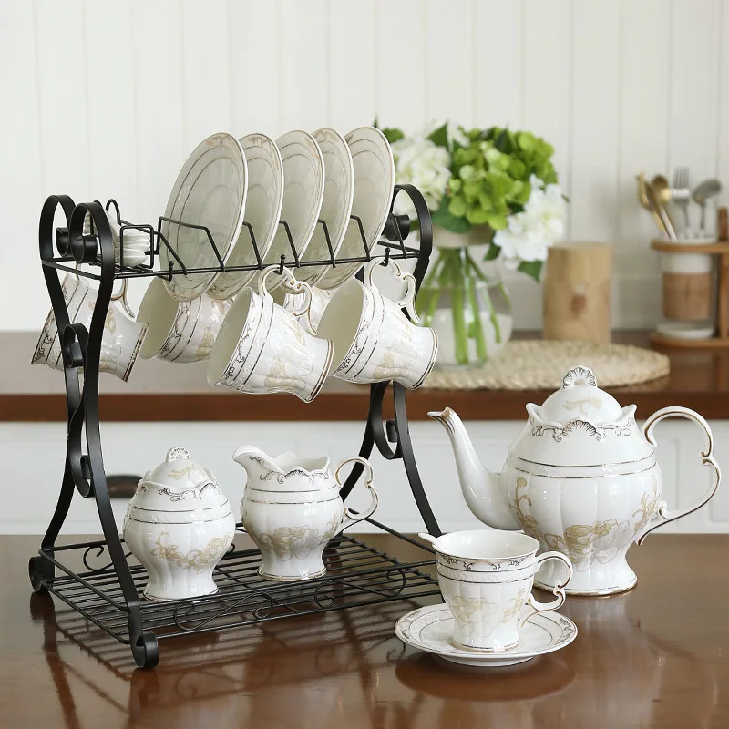 Первоклассный аутентичный роскошный Европейский Креативный домашний чайный сервиз, керамическая чашка и блюдце, кофейник большой емкости, индивидуальный подарочный набор