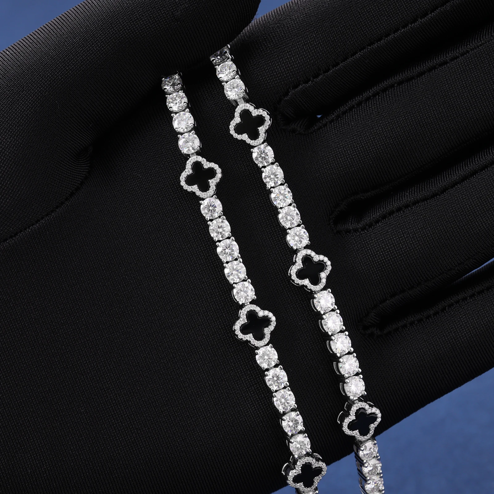 Luxury VVS D Moissanite 925 Sterling Silver Tennis Bracelet, Black 