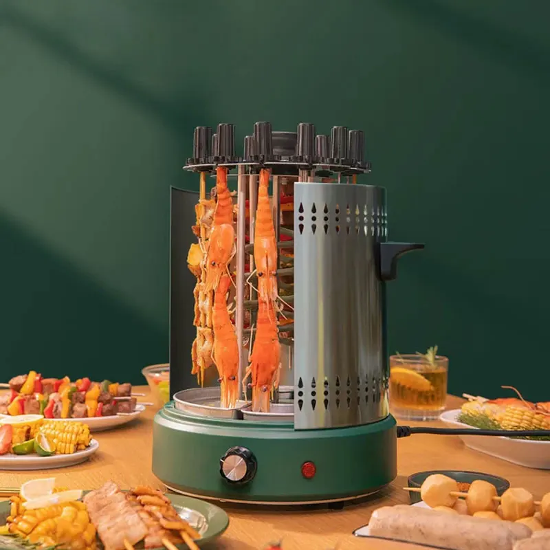 Spiedini verticali per barbecue, spiedini per kebab, in acciaio inox, con 3 punte di ricambio, 2 spazzole, ideali per barbecue brasiliano, spiedini su affumicatore, forno