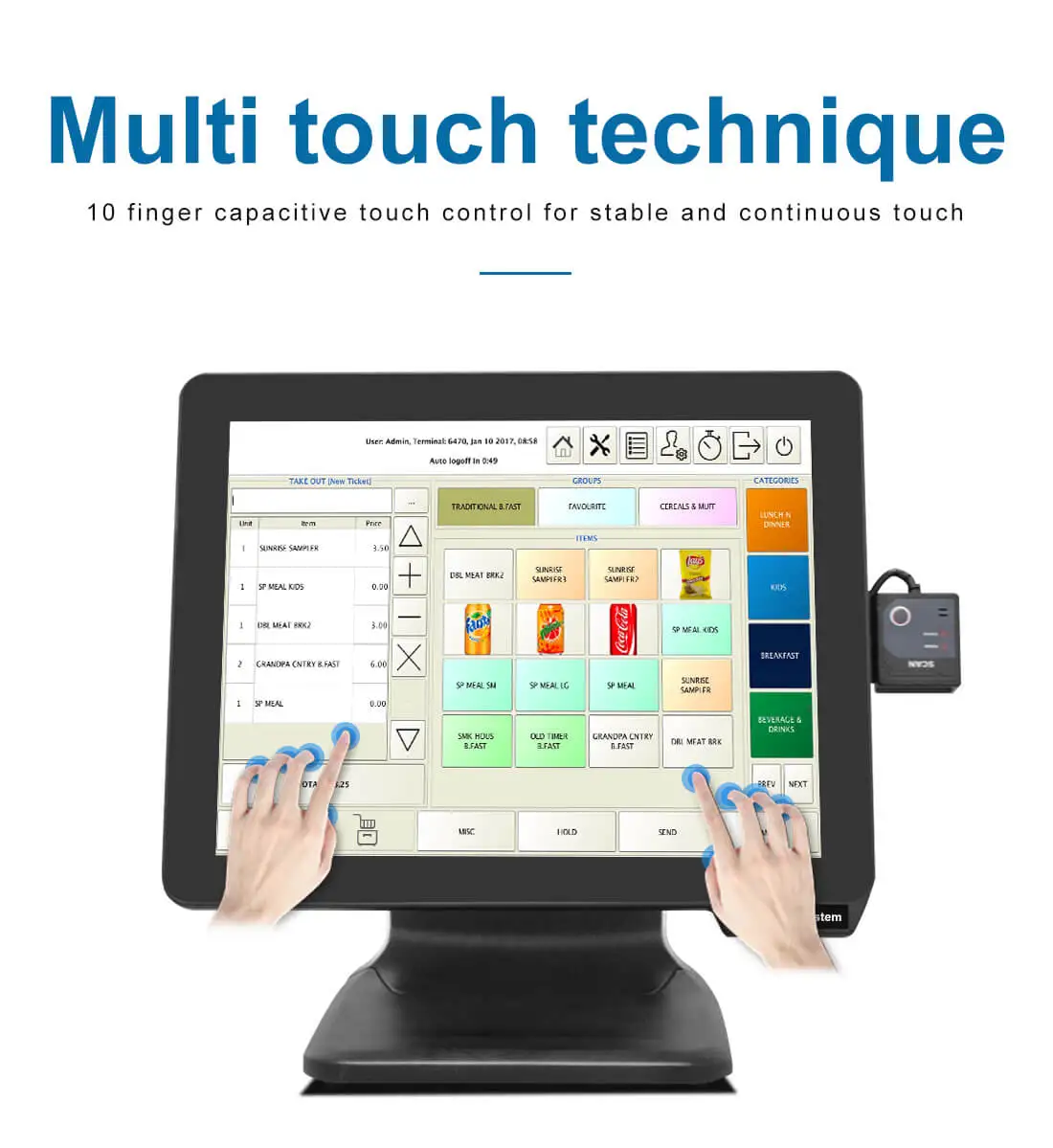 3years Warranty 15Inch Capacitive Touch All in One Epos System Pos Systems for Restaurant
