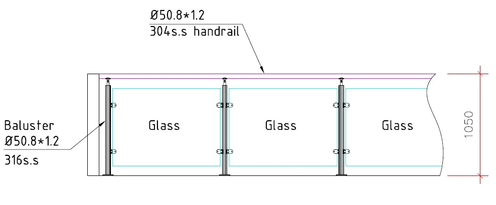 Factory price stainless balustrade handrail outdoor stainless steel baluster glass railing balcony railing manufacture