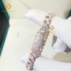 argent + rose 8 mm de largeur deux rangées de pierre-bicolore