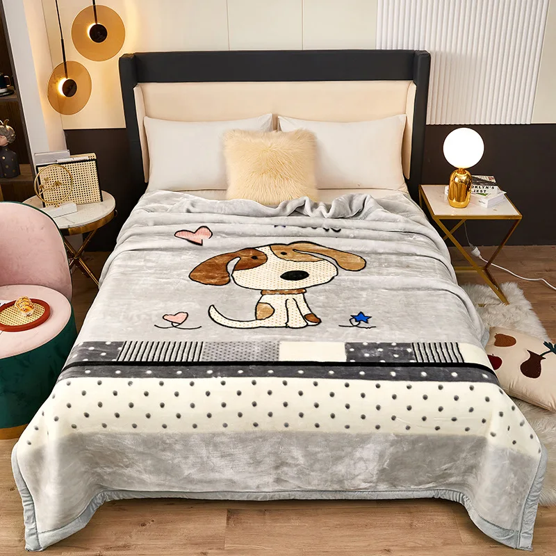 Тяжелые плюшевые мягкие одеяла для зимы норковый бархат 2-слойный принт Raschel жаккардовый постельное Флисовое одеяло с цветочным принтом