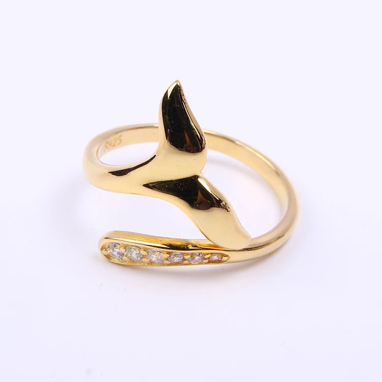 silber verstellbarer Wal 925 ring Source Großhandel Sterling schwanz on vergoldeter