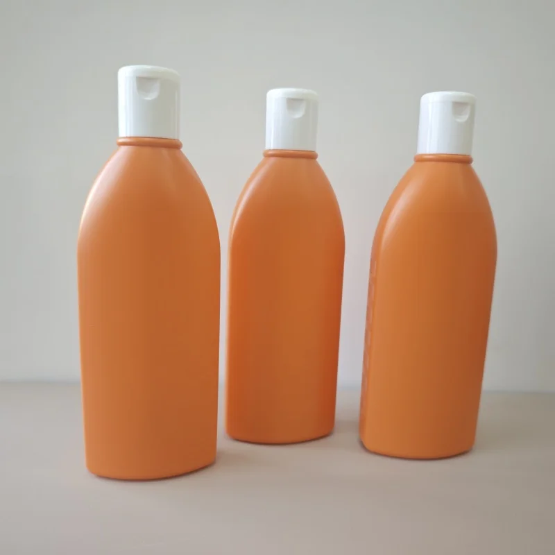12oz HDPE Cosmetics Packaging Squeeze Bottle Shower Gel Bottle With Flip Cap Soft Touch