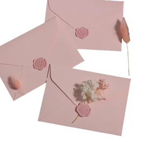 Cherry Blossom Powder Kraft Wallet Envelope Set Beautiful Fresh Small Letter Paper for Fire Paste for Gift Wrapping