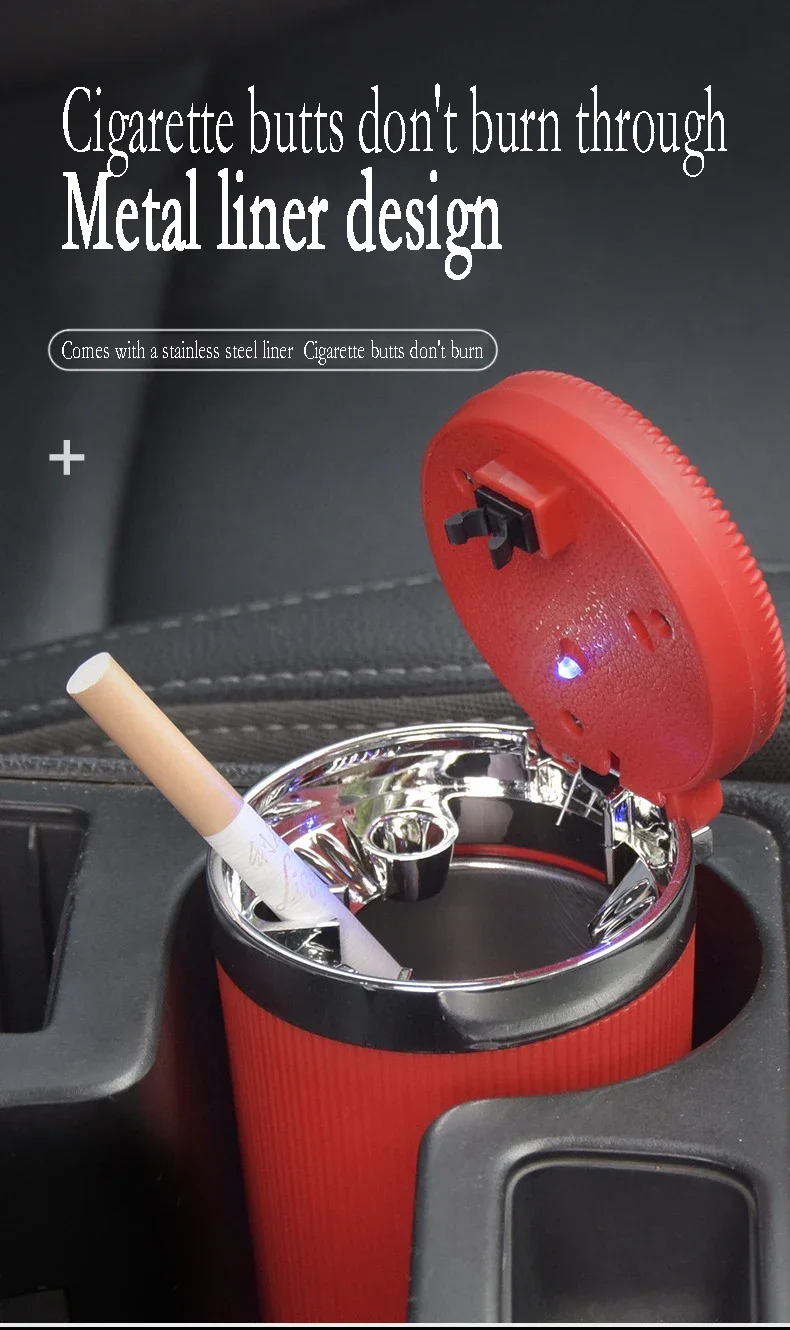 Car Ashtray One Click Lid Opening Creative Led Ashtray Buy Car