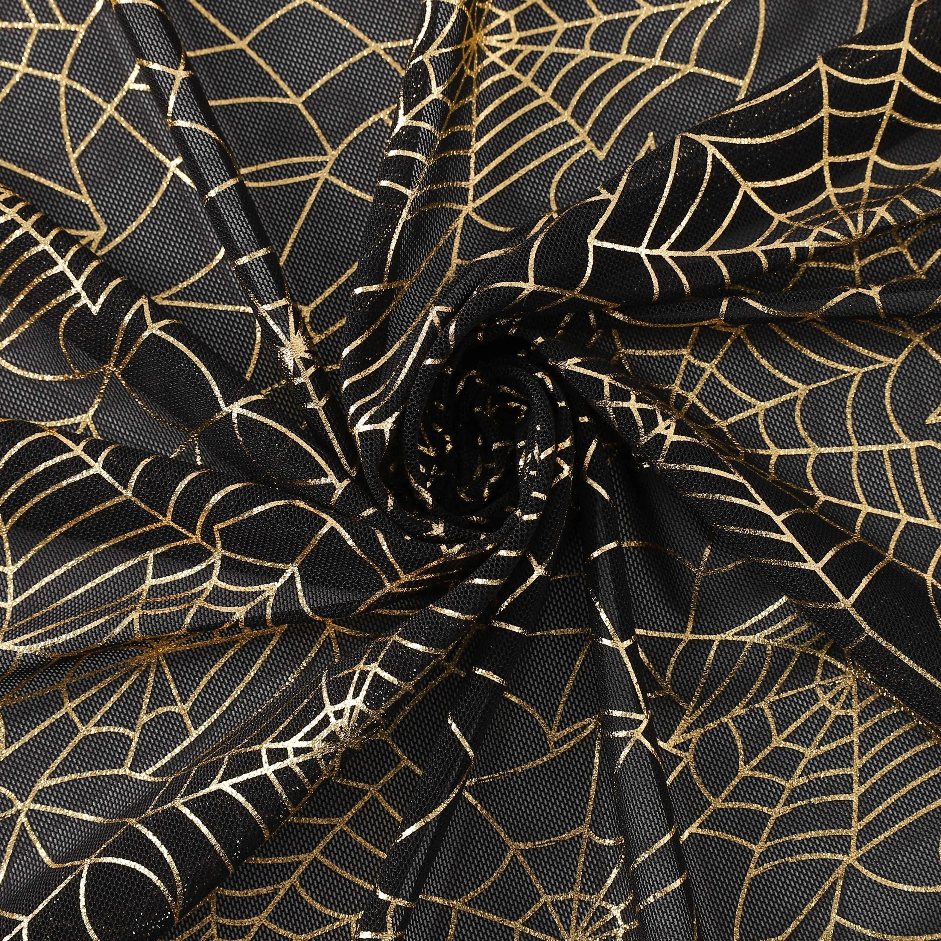 Factory Direct Sale Spider Web Print Gold Stamp Hot Power Mesh Printed Spandex Silver Stamping Foil for Garment
