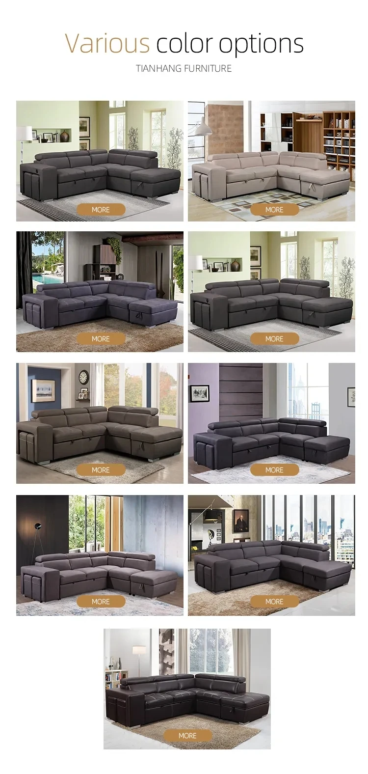 Sectional Sofa Fabric Corner Living Room Sofa With Pulled Out Bed 3