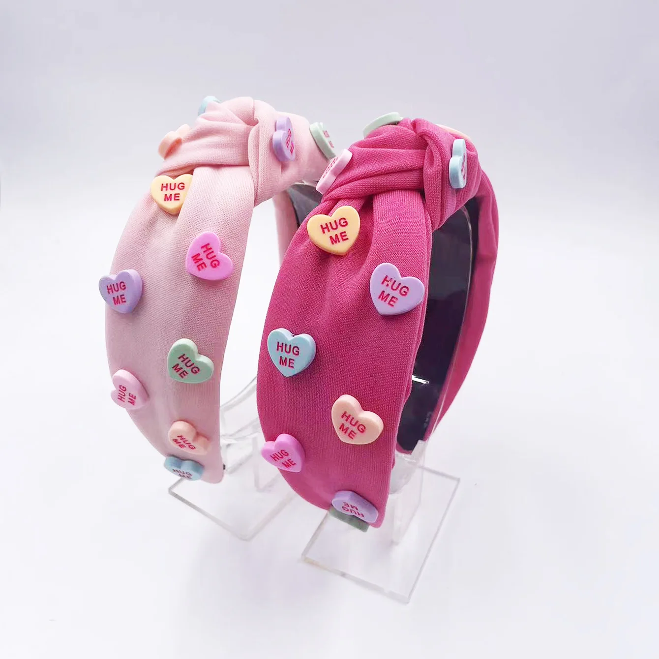 New Pink Valentine's Day Sweet Charm Love Knotted Heart Headband Velvet ...