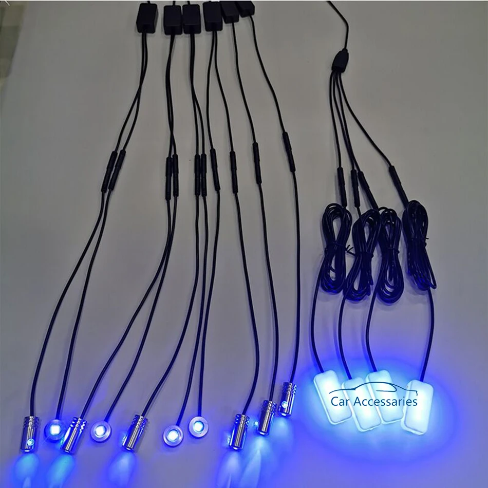 Universal 10 in 1 RGB LED 8M Led Interior Light Ambient Fiber Optical Strip Light by App Control Car Decorative Atmosphere Lamps