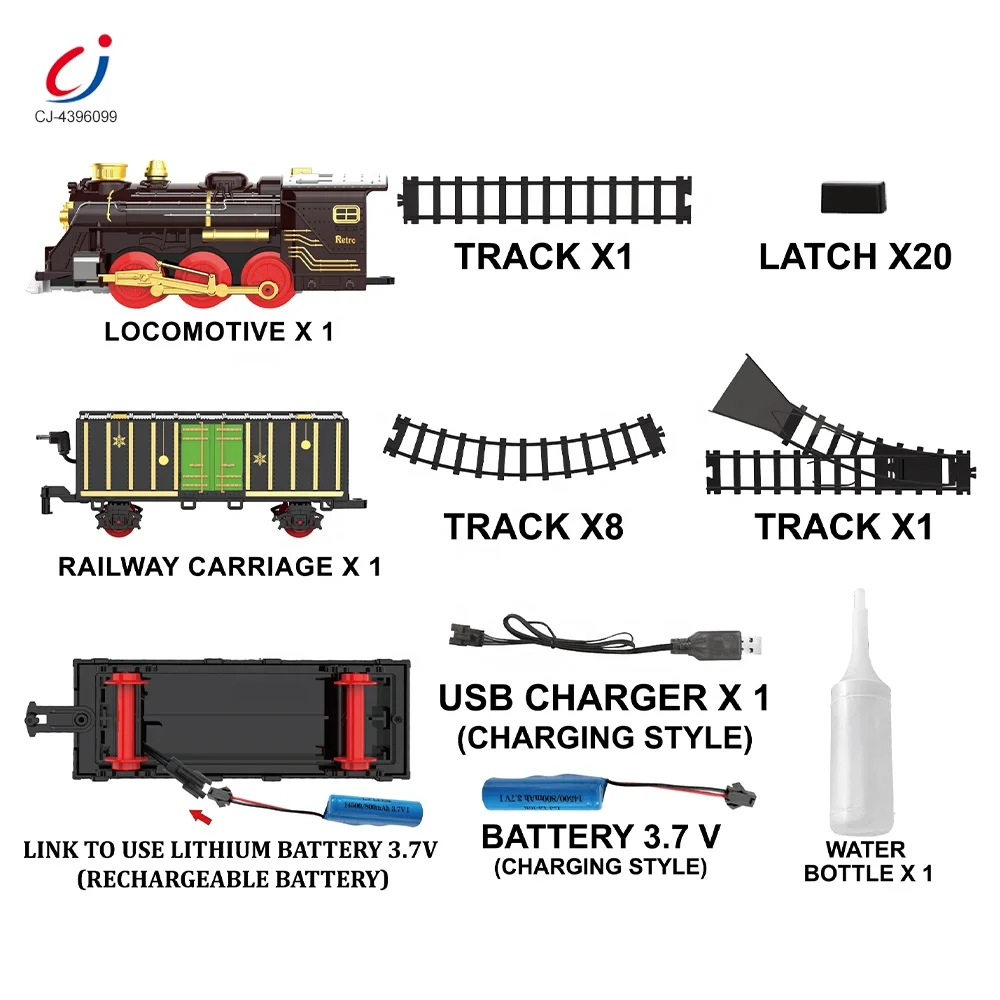 Chengji B O Railway Train Set Classic Spray Electric Slot Light Music Suit Simulation High-speed Retro Train With Steam