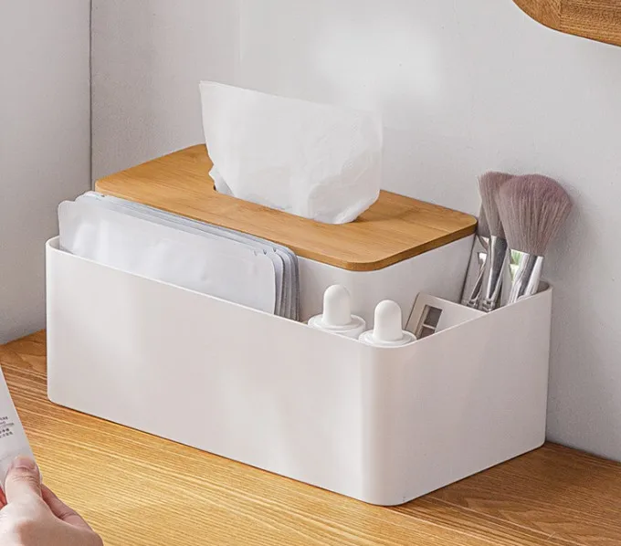 Boîte De Rangement Mouchoirs Multifonction - Organisateur Chevet Salle De Bain ABS