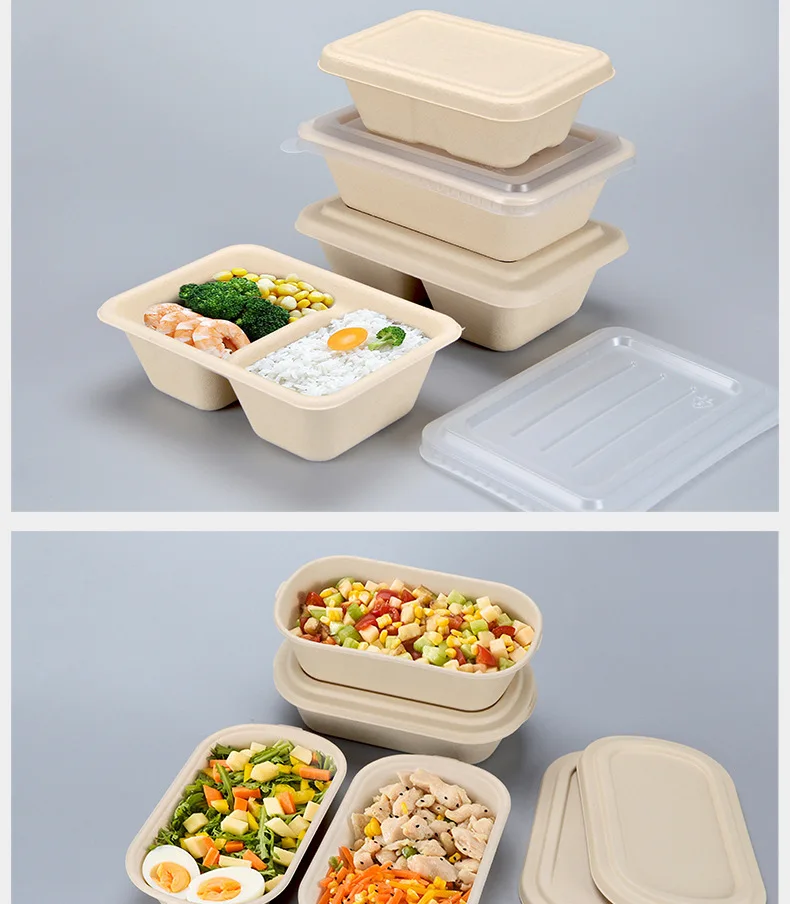 Disposable Salad Bento Box Light Meal Sushi Takeaway Packing Box Bamboo pulp tableware 100% biodegradable, compostable details