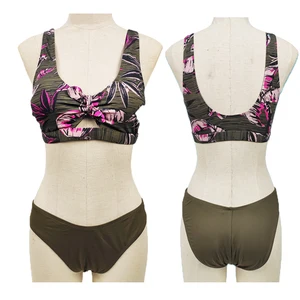 Custom  Sexy Hollow Bikinis Set for Women Breathable Swimwear Brazilian Two Piece Swimming Bathing Suit with Floral Design