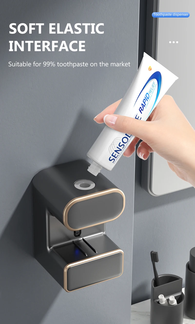 Bathroom Wall Automatic Toothpaste Dispenser With 3 Disinfect