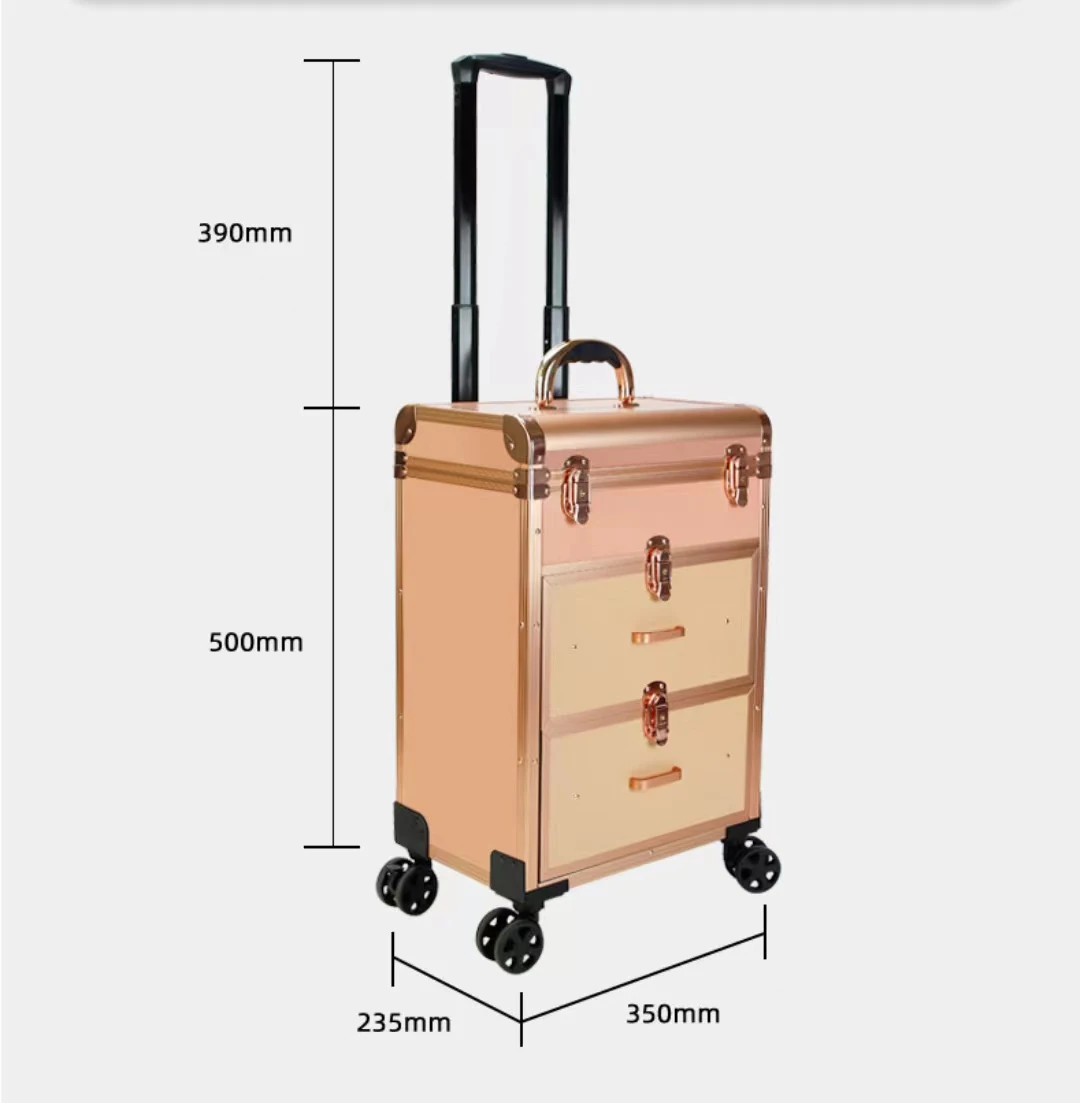 Beauty Salon Makeup Vanity Travel Train Case Trolley Cosmetic Storage