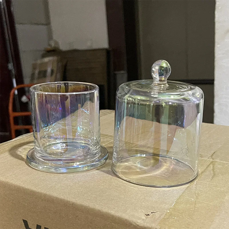 Iridescent Candle Jars With Lids Holographic Candle Jars Wholesale