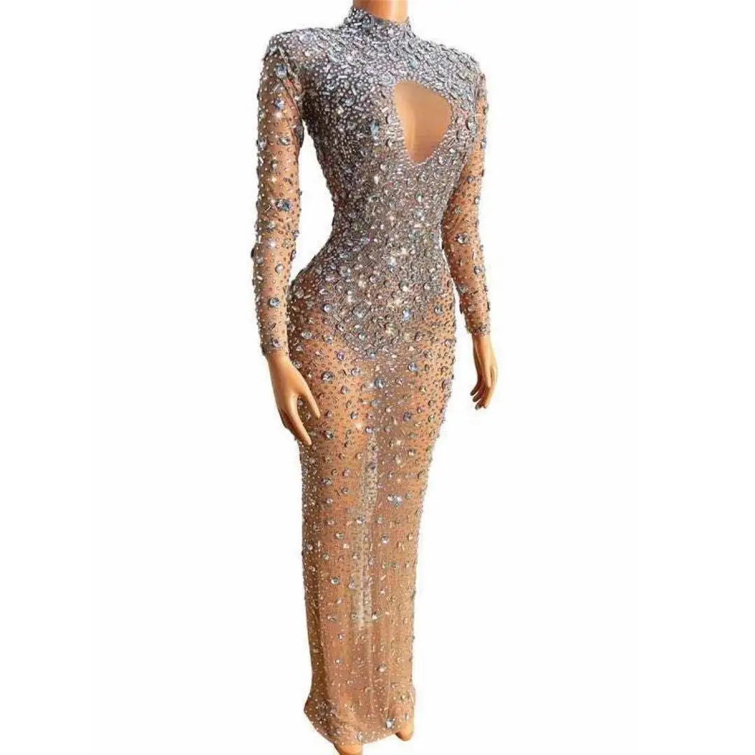 nude fancy club dress Laurine | NUDE Hotfix Asymmetric-Neck Maxi Dress