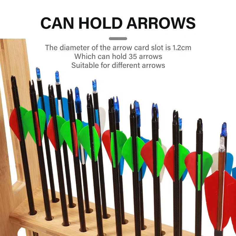 SPG Bow Stand Archery Compound Traditional Recurve Straight Bow Longbow Takedown Arrow Storage Rack Wooden Holder Equipment