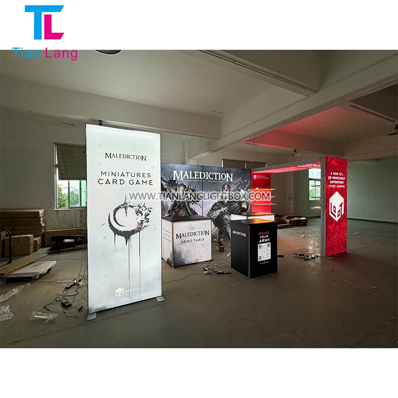 Lehká přenosná víceúčelová výstavní stánková reklamní vybavení z aluminia s osvětleným boxem